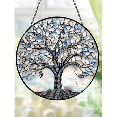 Attrape-soleil arbre de vie 20 cm, décoration vitrail