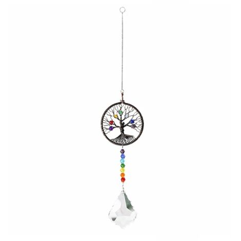 Attrape-soleil arc-en-ciel en cristal, pendentif Arbre de Vie Chakra, pendentif en verre