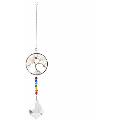 Attrape-soleil arc-en-ciel en cristal, pendentif Arbre de Vie Chakra, pendentif en verre