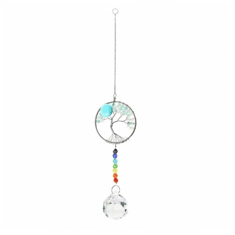 Attrape-soleil arc-en-ciel en cristal, pendentif Arbre de Vie Chakra, pendentif en verre