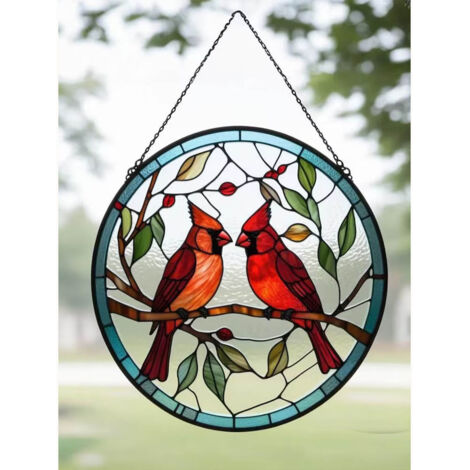 Attrape-soleil cardinal en verre vitrail 15 cm, décoration intérieure