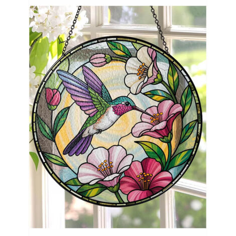 Attrape-soleil colibri 20 cm, décoration vitrail maison, cadeau pour maman