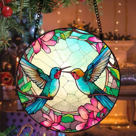 Attrape-soleil colibri vitrail 15 cm décoration suspendue fenêtre oiseau cadeau grand-mère