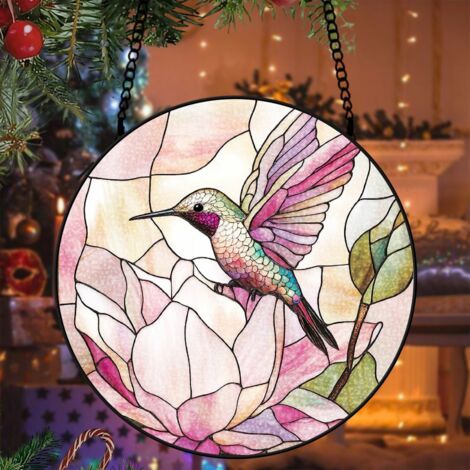 Attrape-soleil colibri vitrail 20 cm décoration fenêtre lumineuse suspension cadeau femme