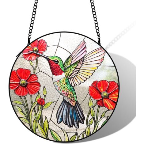 Attrape-soleil colibri vitrail 20 cm décoration suspendue fenêtre cadeau femme anniversaire