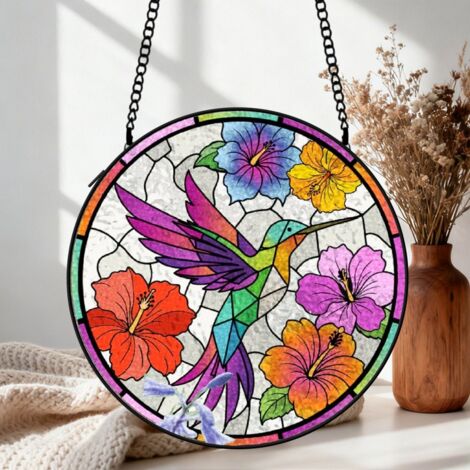 Attrape-soleil colibri vitrail 20 cm décoration suspendue fenêtre cadeau femme Noël