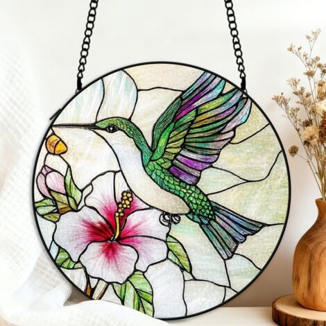 Attrape-soleil colibri vitrail 20 cm décoration suspendue fenêtre cadeau femme Noël