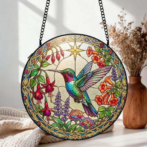 Attrape-soleil colibri vitrail 20 cm décoration suspendue fenêtre cadeau maman