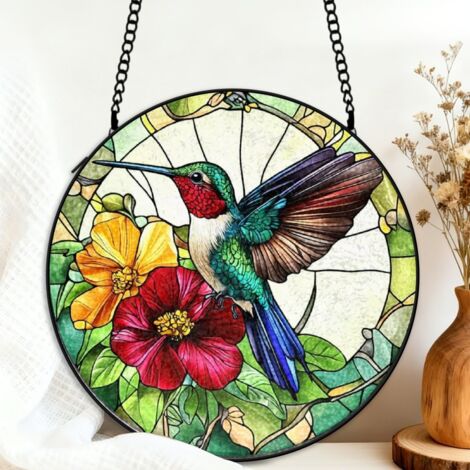 Attrape-soleil colibri vitrail 20 cm décoration suspendue fenêtre cadeau Noël femme