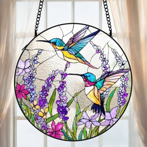 Attrape-soleil colibri vitrail 20 cm décoration suspendue fenêtre cadeau Noël femme