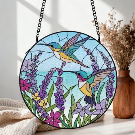 Attrape-soleil colibri vitrail 20 cm décoration suspendue fenêtre cadeau Noël femme