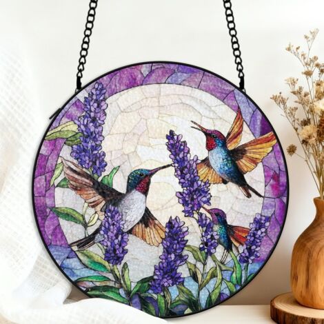 Attrape-soleil colibri vitrail 20 cm décoration suspendue fenêtre cadeau Noël maman