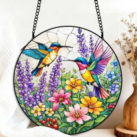 Attrape-soleil colibri vitrail 20 cm décoration suspendue fenêtre cadeau Noël maman