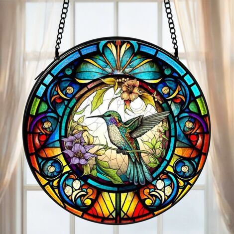 Attrape-soleil colibri vitrail 9 cm décoration fenêtre suspendue oiseau coloré cadeau intérieur