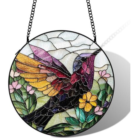 Attrape-soleil colibri vitrail 9 cm décoration fenêtre suspension colorée cadeau maman