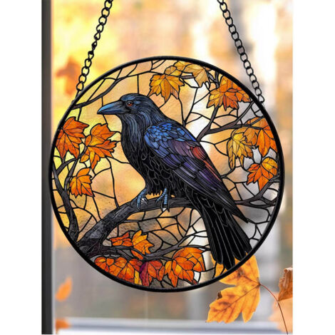 Attrape-soleil corbeau 20 cm, décoration fenêtre, art d’oiseau