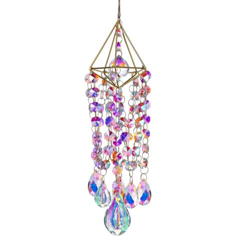 Attrape-Soleil en Cristal à Suspendre Style Carillon de Jardin Attrape-Soleil Arc-en-Ciel Fait Main plaqué Or Carillons éoliens