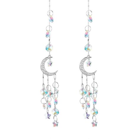 Attrape-soleil en cristal, petit pendentif attrape-soleil argenté