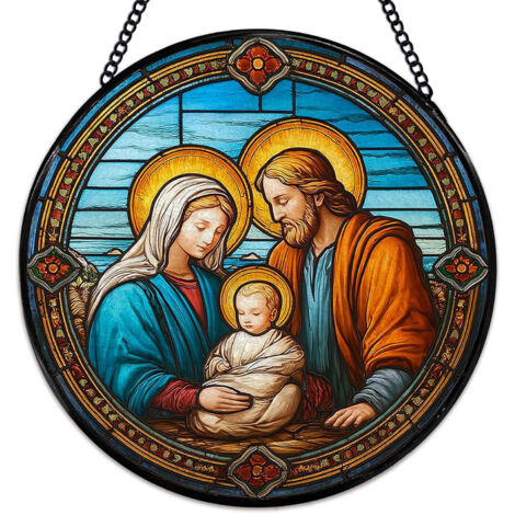 Attrape-soleil en vitrail 12.5 cm – Motif religieux chrétien