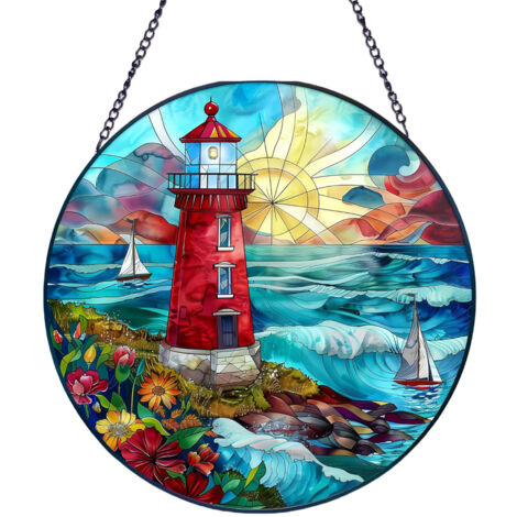 Attrape-soleil en vitrail motif chrétien – 25 cm décoration