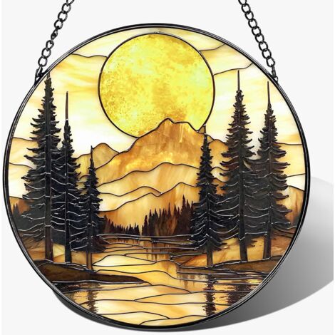 Attrape-soleil en vitrail suspendu, décoration murale intérieure élégante, cadeau Noël pendaison, diamètre : 25 cm