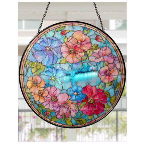 Attrape-soleil fleurs 15 cm, décoration vitrail maison