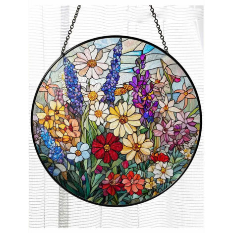 Attrape-soleil fleurs sauvages 15 cm, décoration vitrail maison