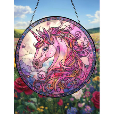 Attrape-soleil licorne en vitrail, 20cm, ornement fantastique pour la maison