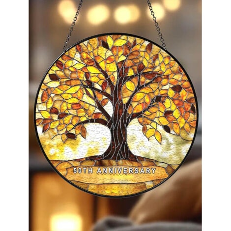 Attrape-soleil mariage doré 20 cm, décoration vitrail