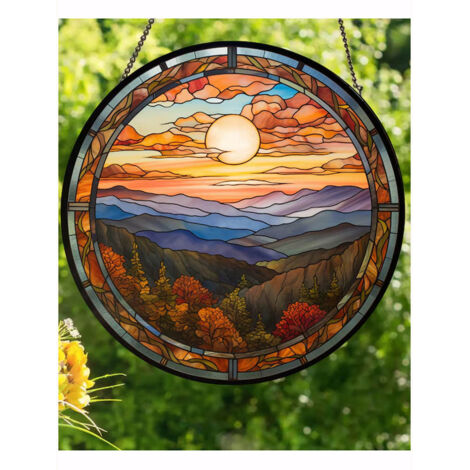 Attrape-soleil montagnes 20 cm, décoration vitrail maison