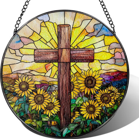 Attrape-soleil religieux en verre coloré – 30 cm
