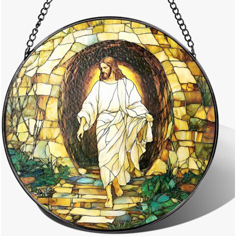 Attrape-soleil religieux en vitrail – Décor intérieur 16 cm