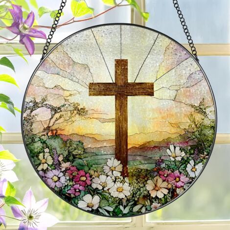 Attrape-soleil religieux vitrail 9 cm – Ornement intérieur