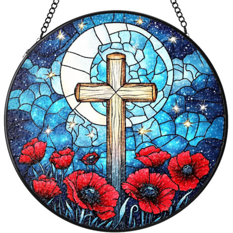 Attrape-soleil rond en verre vitrail – Décoration intérieure suspendue pour fenêtre et porte, cadeau maman papa femme homme, Diamètre : 16 cm