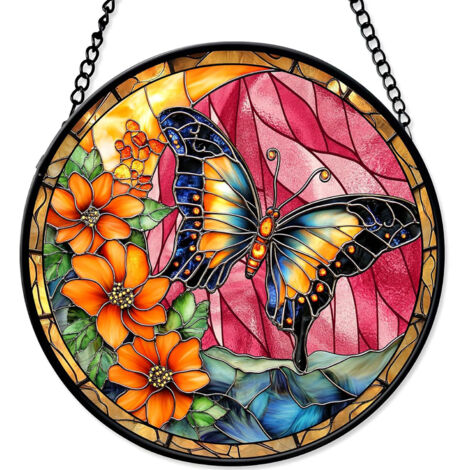 Attrape-soleil vitrail 9 cm – Décoration intérieure suspendue pour mur ou fenêtre, cadeau Noël, Fête des Mères ou anniversaire