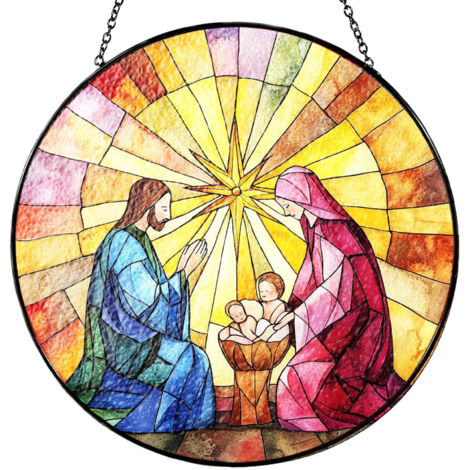 Attrape-soleil vitrail 9 cm – Décoration maison suspendue pour mur et fenêtre, cadeau Noël, anniversaire