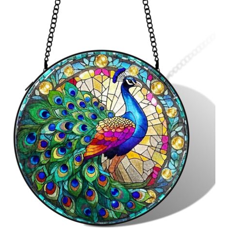 Attrape-soleil vitrail cardinal 20 cm décoration suspendue fenêtre oiseau lumineux cadeau Noël