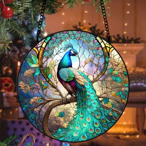 Attrape-soleil vitrail chien 20 cm décoration suspendue fenêtre animal lumineux cadeau Noël