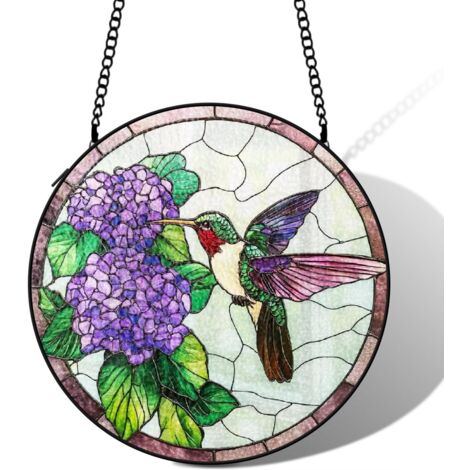 Attrape-soleil vitrail colibri 20 cm décoration fenêtre lumineuse suspension cadeau intérieur