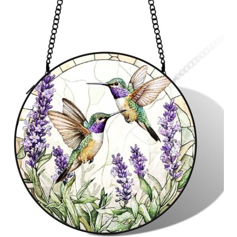 Attrape-soleil vitrail colibri 20 cm décoration fenêtre lumineuse suspension cadeau Noël