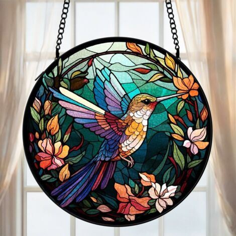 Attrape-soleil vitrail colibri 20 cm décoration suspendue fenêtre oiseau lumineux cadeau