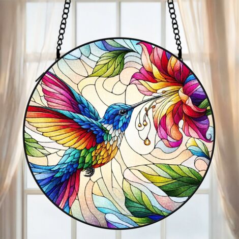 Attrape-soleil vitrail colibri décoration fenêtre 16 cm suspension élégante cadeau femme grand-mère