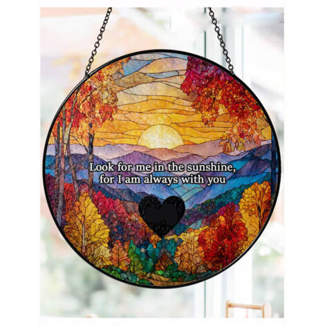 Attrape-soleil vitrail commémoration père 9 cm, décoration fenêtre, vitrail souvenir