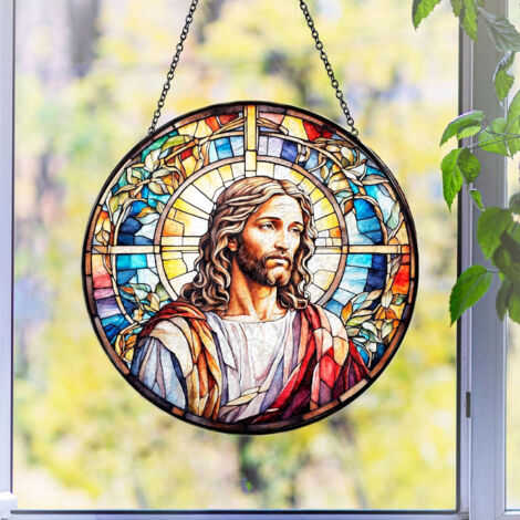 Attrape-soleil vitrail – Déco intérieure moderne, Diamètre : 12.5 cm
