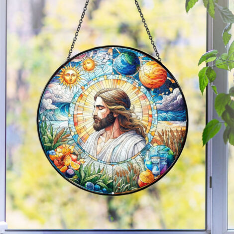 Attrape-soleil vitrail – Ornement décoratif intérieur, Diamètre : 16 cm