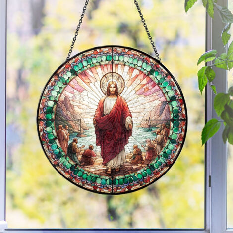 Attrape-soleil vitrail – Ornement décoratif suspendu, Diamètre : 15 cm
