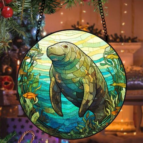 Attrape-soleil vitrail paon 20 cm décoration suspendue fenêtre animal coloré cadeau Noël
