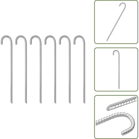 Attrezzature da campeggio - vidaXL Picchetti per Tenda 6 pz 41,5 cm Ø12 mm in Acciaio Zincato - Picchetti in acciaio zincato