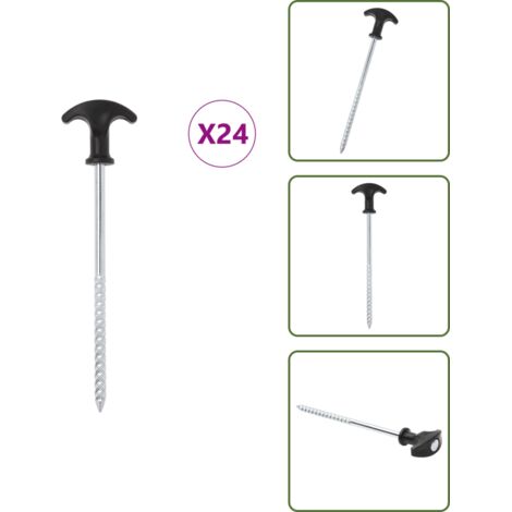 Attrezzature da esterno - vidaXL Picchetti per Tenda 24 pz 20 cm Ø7 mm in Acciaio Zincato - Campeggio