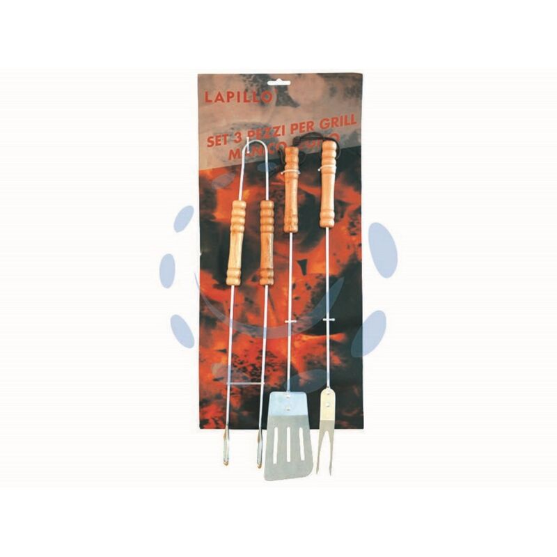 Image of Attrezzi acciaio cromato per barbecue in set 3 pezzi
